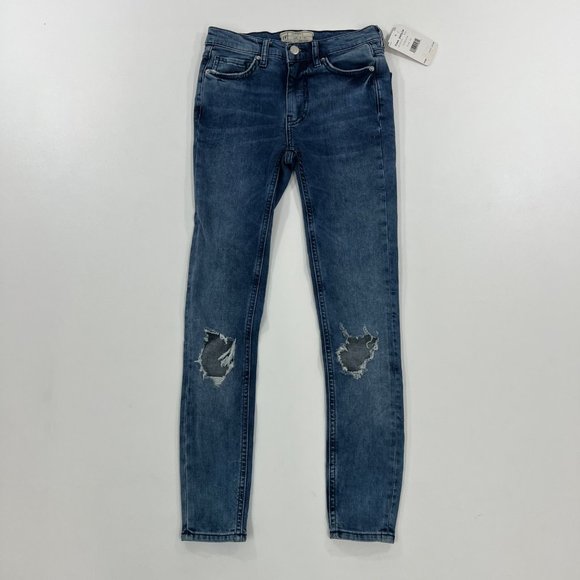 Free People Womens Jeans Size 24 High Rise Busted Knee Skinny Jeans Blue 24 - Picture 1 of 9